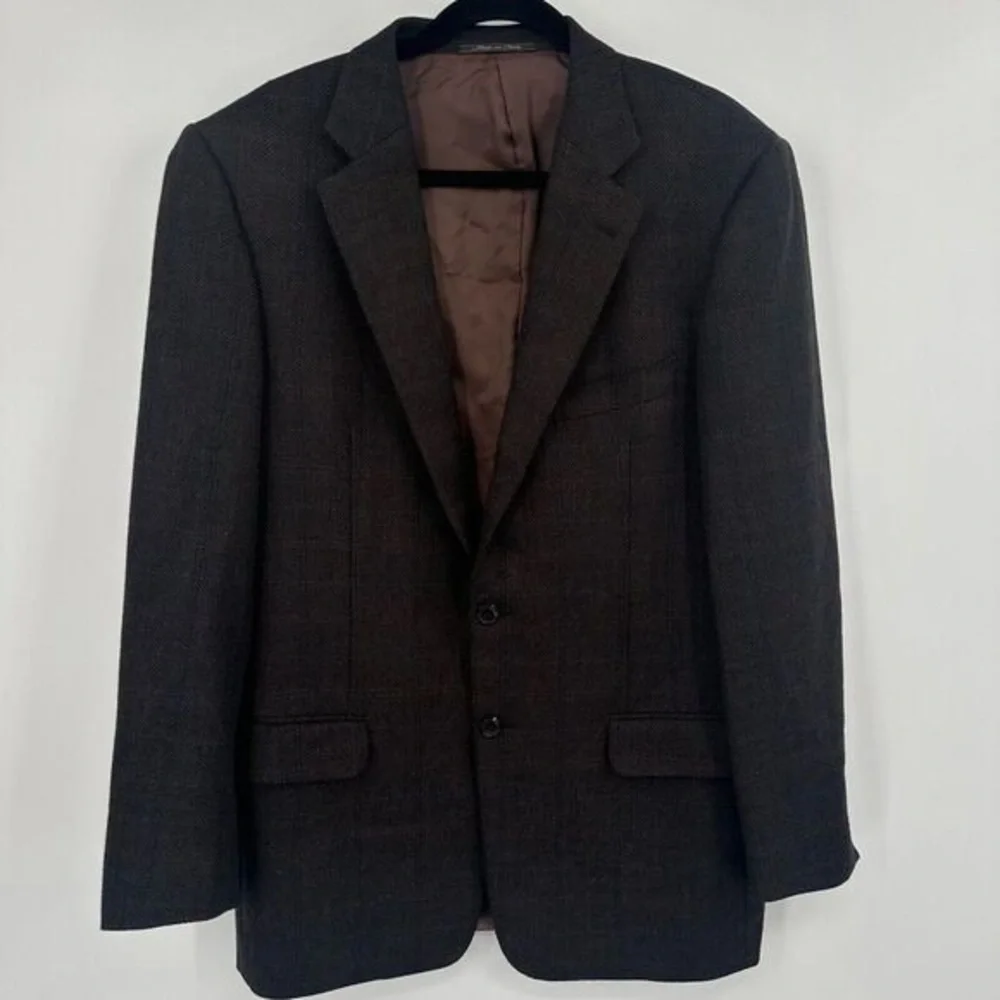 Men's Dark Brown Wool-Blend Blazer - Classic Two-Button Suit Jacket